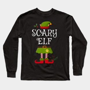 Scary Elf Shirt , Family Matching Group Christmas Shirt, Matching T Shirt for Family, Family Reunion Shirts Long Sleeve T-Shirt